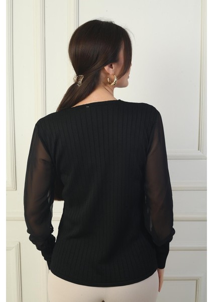 Kadın Kolları Şifon V Yaka Kazak fırsatları