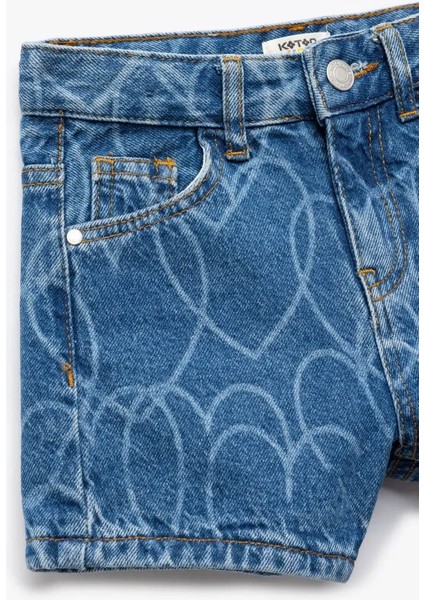 Pamuklu Kalp Desenli Indigo Kız Çocuk Şort 5SKG40049AD fiyatları