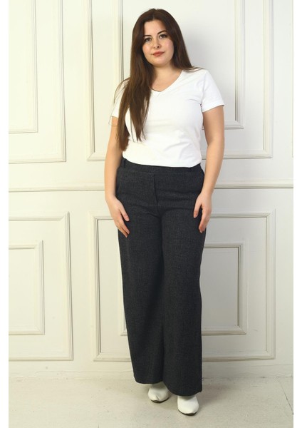 Kadın Beli Lastiki Cepli Karyağdı B.üyük Beden Palazzo Pantolon modelleri