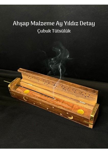 Tütsülük Tabutluk Kutusu Çiçek Detay Ahşap Çubuk Tütsü Kabı Ithal Ceviz Ağacından Buhurdanlık
