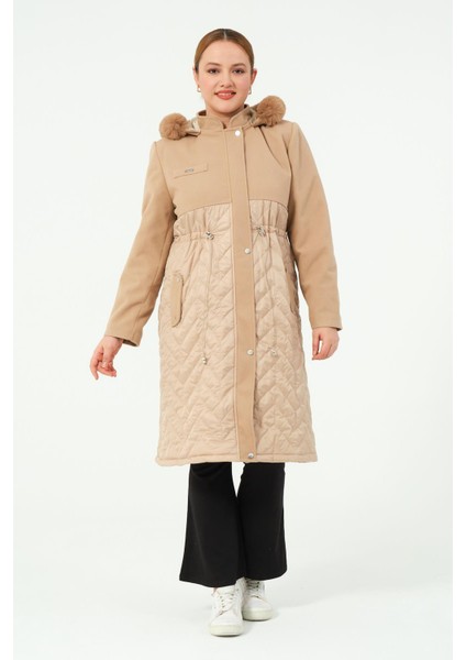 Ferya Kadın Spor Kapitone Kombinli Kaşe Kaban