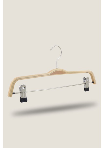 Ahşap Cilalı Mandallı Pantolon ve Etek Askısı, Doğal Renk, 1 Adet