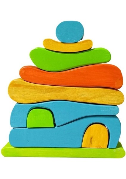 waldorf Ahşap Oyuncak Puzzle Ev Blok1 Adet