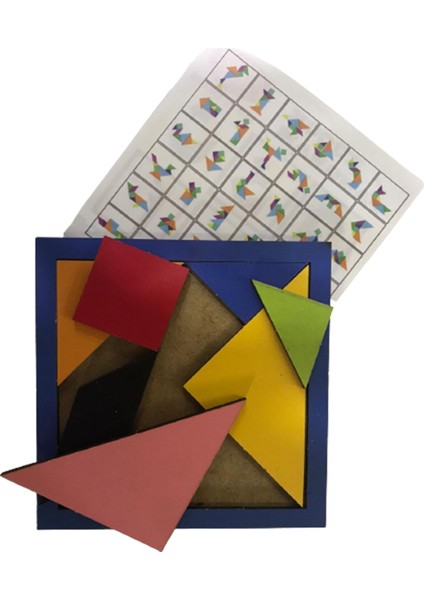 Luxurytek Çatı - Ahşap Tangram Zeka Gelişim Eğitici Oyuncak Orta Boy 14X14 cm -1 Adet