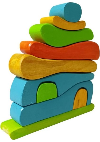 waldorf Ahşap Oyuncak Puzzle Ev Blok1 Adet