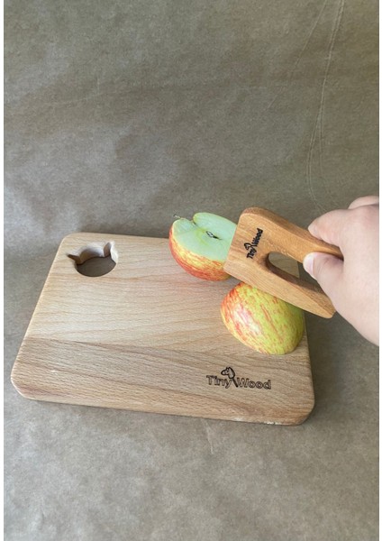 montessori Güvenli Ahşap Çocuk Bıçağı ve Özel Kesme Tahtası Seti Minik Şef Seti1 Adet