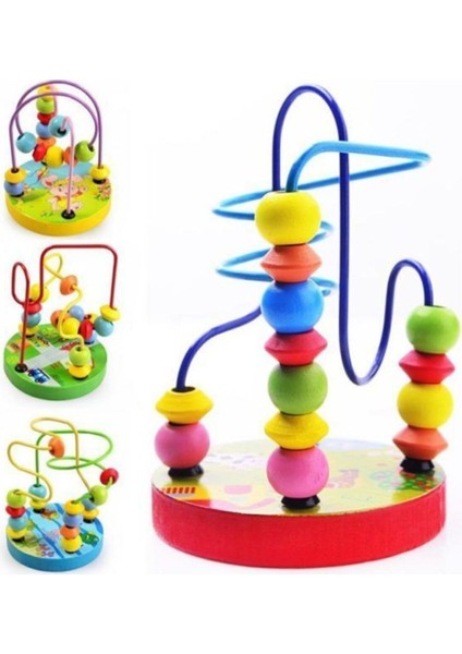 ahşap Mini Koordinasyon Boncuklu Helezon Oyuncak Iplik Boncukları Tangram Hediyeli1 Adet