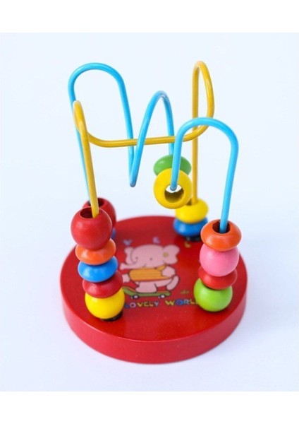 ahşap Mini Koordinasyon Boncuklu Helezon Oyuncak Iplik Boncukları Tangram Hediyeli1 Adet