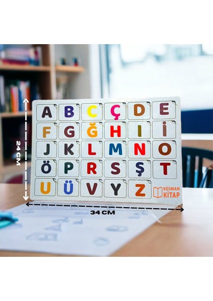 eğitici Ahşap Montessori Renkli Alfabe Harfler Seti1 Adet modelleri