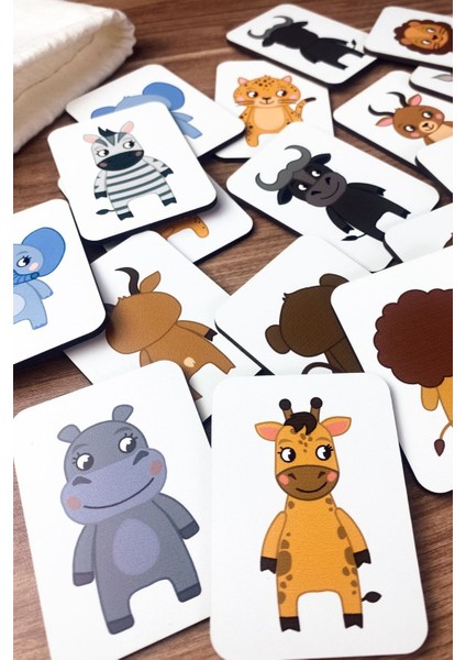 hayvanları Eşleştirme Oyunu Ahşap Bebek ve Okul Öncesi Eğitici Montessori Oyuncak Kreş Zeka Kartları1 Adet