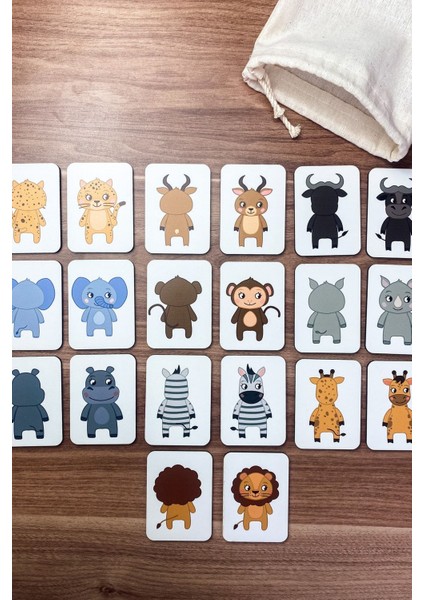 hayvanları Eşleştirme Oyunu Ahşap Bebek ve Okul Öncesi Eğitici Montessori Oyuncak Kreş Zeka Kartları1 Adet