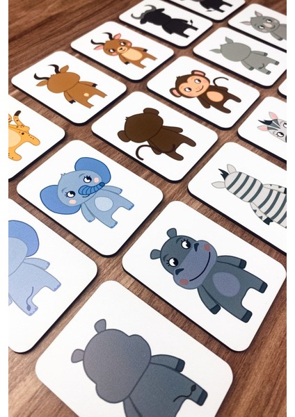 hayvanları Eşleştirme Oyunu Ahşap Bebek ve Okul Öncesi Eğitici Montessori Oyuncak Kreş Zeka Kartları1 Adet
