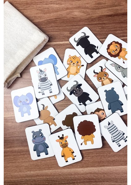 hayvanları Eşleştirme Oyunu Ahşap Bebek ve Okul Öncesi Eğitici Montessori Oyuncak Kreş Zeka Kartları1 Adet