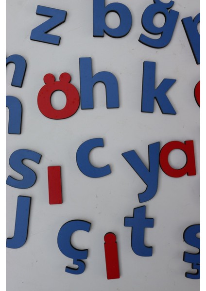 montessori Alfabe Öğrenimini Eğlenceli Hale Getirin: Mavi-Kırmızı Ahşap Küçük Alfabe Seti1 Adet