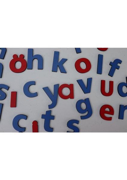 montessori Alfabe Öğrenimini Eğlenceli Hale Getirin: Mavi-Kırmızı Ahşap Küçük Alfabe Seti1 Adet