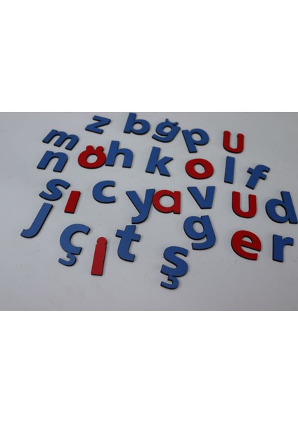 montessori Alfabe Öğrenimini Eğlenceli Hale Getirin: Mavi-Kırmızı Ahşap Küçük Alfabe Seti1 Adet
