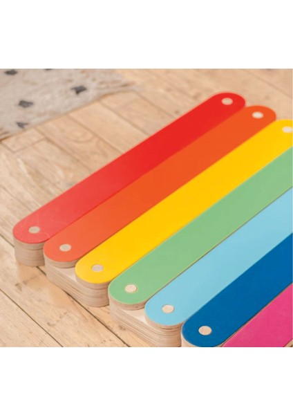 ahşap Renkli Denge Kirişi, Denge Tahtası, Çocuk Aktivite Oyuncağı Wood Balance Beam1 Adet