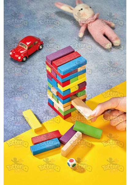 tower Renkli Jenga Büyük Boy Doğal Ahşap Denge Oyunu Kule Oyunu Tower 54 Adet1 Adet indirimleri