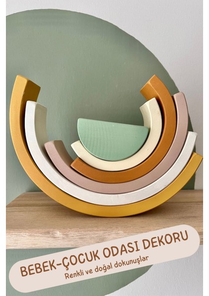 doğal Organik Ahşap Oyuncak Gökkuşağı Set 6lı Bebek Odası1 Adet