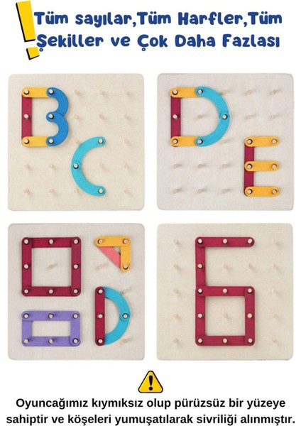 Luxurymontessori Geometri Tahtası Ahşap Eğitici Oyuncak- 3D Zeka Geliştirici Renkli Ahşap Puzzle Bloklar1 Adet