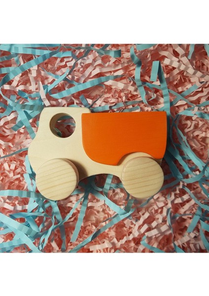 el Yapımı Ahşap Oyuncak Tekerlekli Kamyon Çevre Dostu, Eğitici,doğal Ahşap, Montessori,+3 Yaş1 Adet