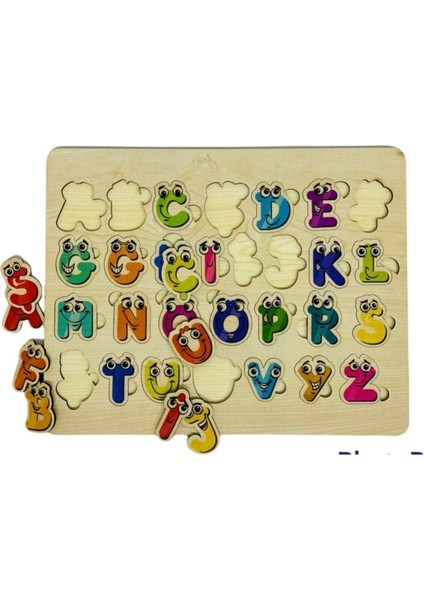 eğitici Öğretici Renkli Ahşap Bul Tak 2li Set Alfabe Harfler ve Sayılar Eşleştirme Oyunu Puzzle1 Adet modelleri