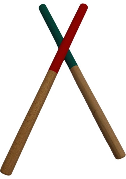 ahşap Ritim Çubuğu 1 Çift 30 cm Kırmızı Yeşil1 Adet