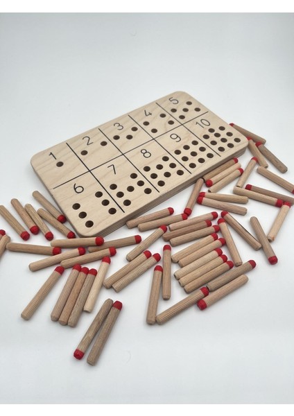 montessori Çubuklar ile Sayı Öğrenme Oyuncağı, Sayma Becerisi Kazandırma Eğitici Ahşap Materyali1 Adet