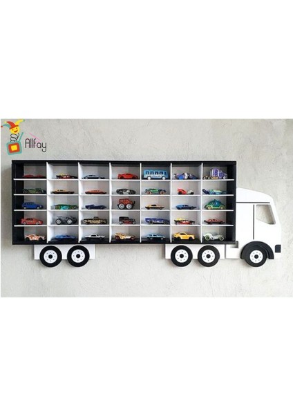 35'Lı Kamyon Temalı Oyuncak Araba Rafı Garajı (Hotwheels Ve Matcbox Arabaları Için Uygundur) 1 Adet