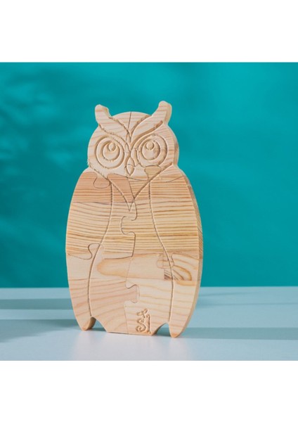 sl Doğal Ahşap Puzzle Hobi Boyama Hayvanlar Serisi Baykuş 1091 Adet