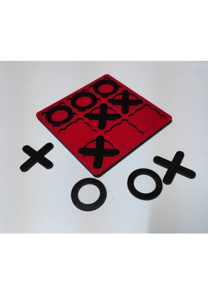 tic Tac Toe - Xox Ahşap Oyun Seti - Kırmızı1 Adet