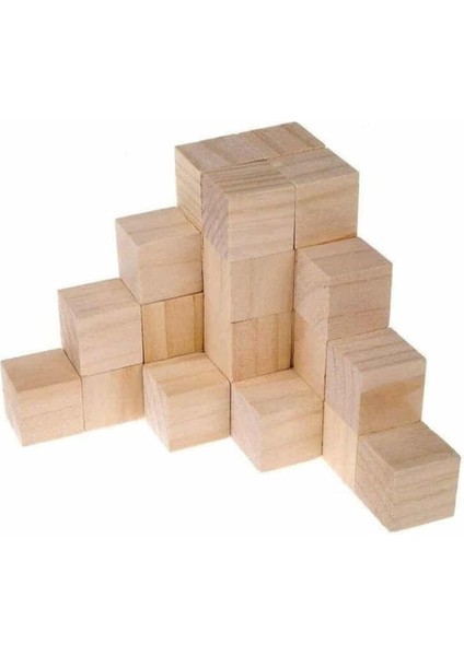 Luxurystore Ahşap Küp Bloklar 3 cm / 36 Adet / Doğal Ahşap Küp1 Adet