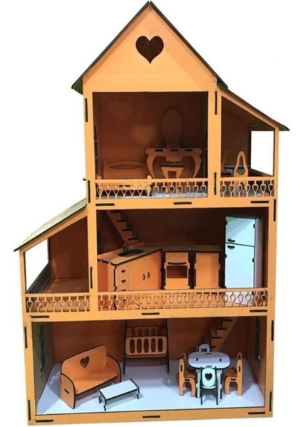 Luxuryahşap Barbi Bebek Oyun Evi Turumcu 80CM Çocuk Oyuncak1 Adet