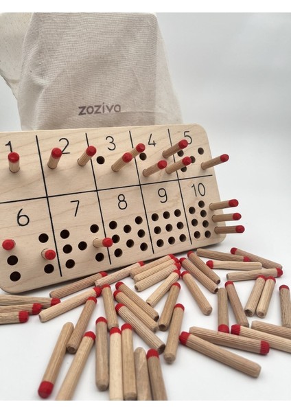 montessori Çubuklar ile Sayı Öğrenme Oyuncağı, Sayma Becerisi Kazandırma Eğitici Ahşap Materyali1 Adet
