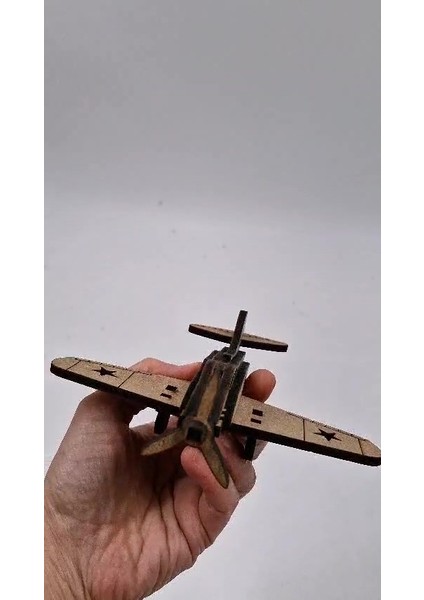 100 Adet Ahşap 3D Üç Boyulu Boyanabilir Alman Savaş Uçağı Maketi Eğitici Oyuncak (15 cm x 15 Cm)1 Adet