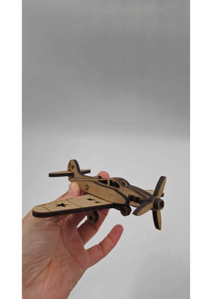 100 Adet Ahşap 3D Üç Boyulu Boyanabilir Alman Savaş Uçağı Maketi Eğitici Oyuncak (15 cm x 15 Cm)1 Adet