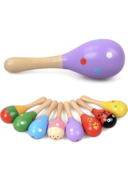 eğitici Ahşap Marakas Renkli Marakas 20 Cm1 Adet