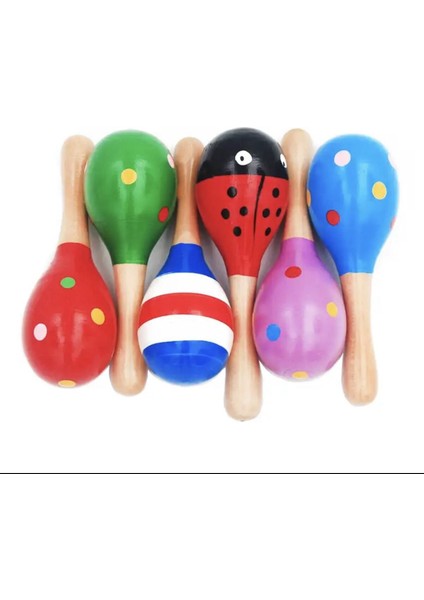 eğitici Ahşap Marakas Renkli Marakas 20 Cm1 Adet