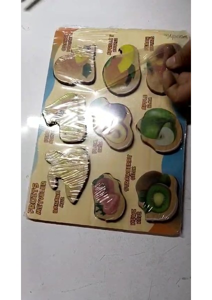 Luxuryahşap Puzzle Meyve Seti Eğtiici Zeka Geliştiren Montessori Meteryal Ingilizce Türkçe1 Adet