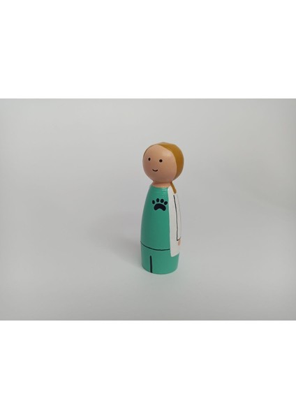 ahşap Bebekler Meslekler Pegbebekleri Kadın Veteriner Pegdoll1 Adet
