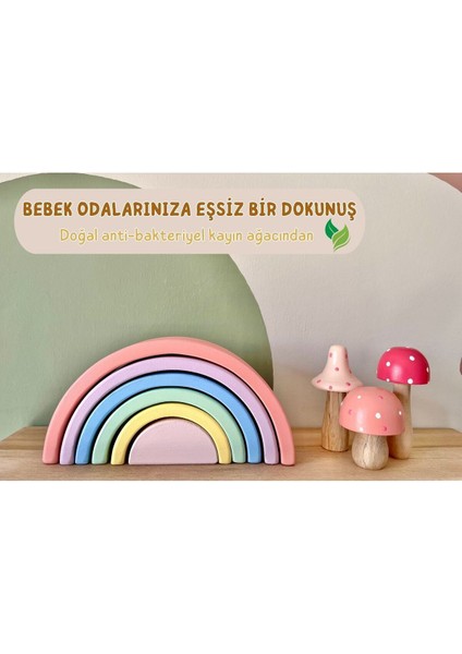 doğal Organik Ahşap Oyuncak Waldorf Gökkuşağı Set 6lı Bebek Odası Hediyelik Dekor1 Adet fiyatları