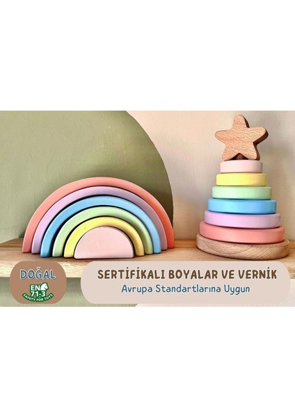 doğal Organik Ahşap Oyuncak Waldorf Gökkuşağı Set 6lı Bebek Odası Hediyelik Dekor1 Adet modelleri