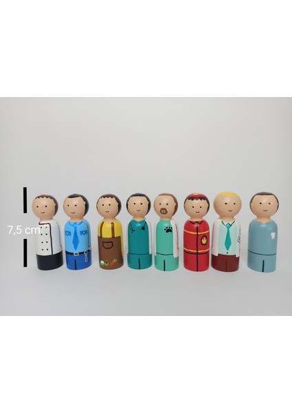 nine Peg Bebekler Meslek Seti – 8'li Erkek Pegdoll, Eğitici ve Sağlıklı Oyuncak1 Adet