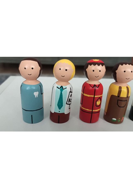 nine Peg Bebekler Meslek Seti – 8'li Erkek Pegdoll, Eğitici ve Sağlıklı Oyuncak1 Adet