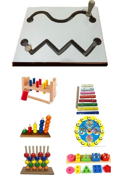 ahşap Oyuncak Montessori Kavram Seti Anaokulu Özel Eğitim Materyalleri 7 Li Set1 Adet