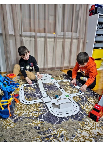 oyuncak Araba, Araç Parkuru Puzzle -Eğitici ve Eğlenceli Yol Yapım Ahşap Oyuncak Yarış Pisti X-Large1 Adet