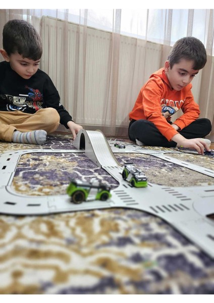 oyuncak Araba, Araç Parkuru Puzzle -Eğitici ve Eğlenceli Yol Yapım Ahşap Oyuncak Yarış Pisti X-Large1 Adet