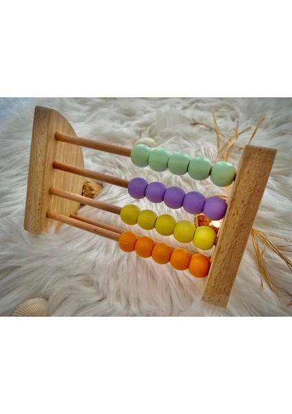 doğal Ahşap Organik Montessori Abaküs Oyuncak Matematik Zeka Bebek Çocuk Odası Dekor Hediyelik1 Adet