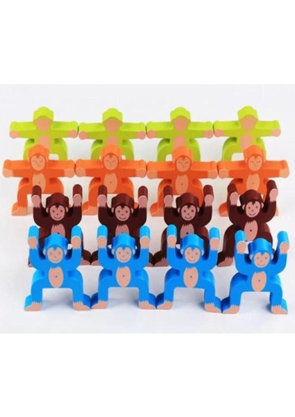 ahşap Denge Maymun Blokları Eğitici Çocuk Oyuncak Zeka Aile Dikkat Oyuncak1 Adet