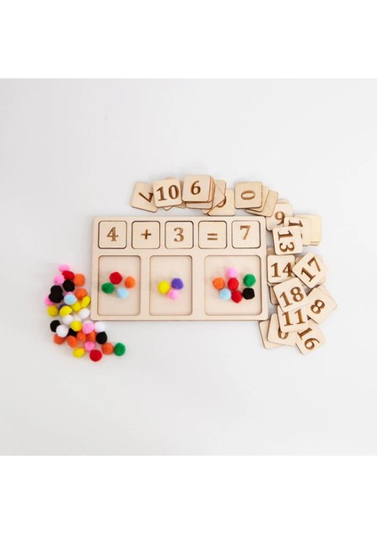 ahşap Sayılar ve Toplama Çıkarma Öğrenme, Evde Eğitim Montessori Matematik Tahtası1 Adet